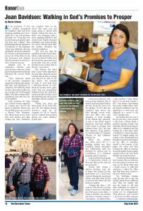 Honor Due feature on Joan Davidson in the May/June 2015 edition of The Messianic Times.